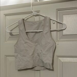 White Ribbed Crop Tank Top